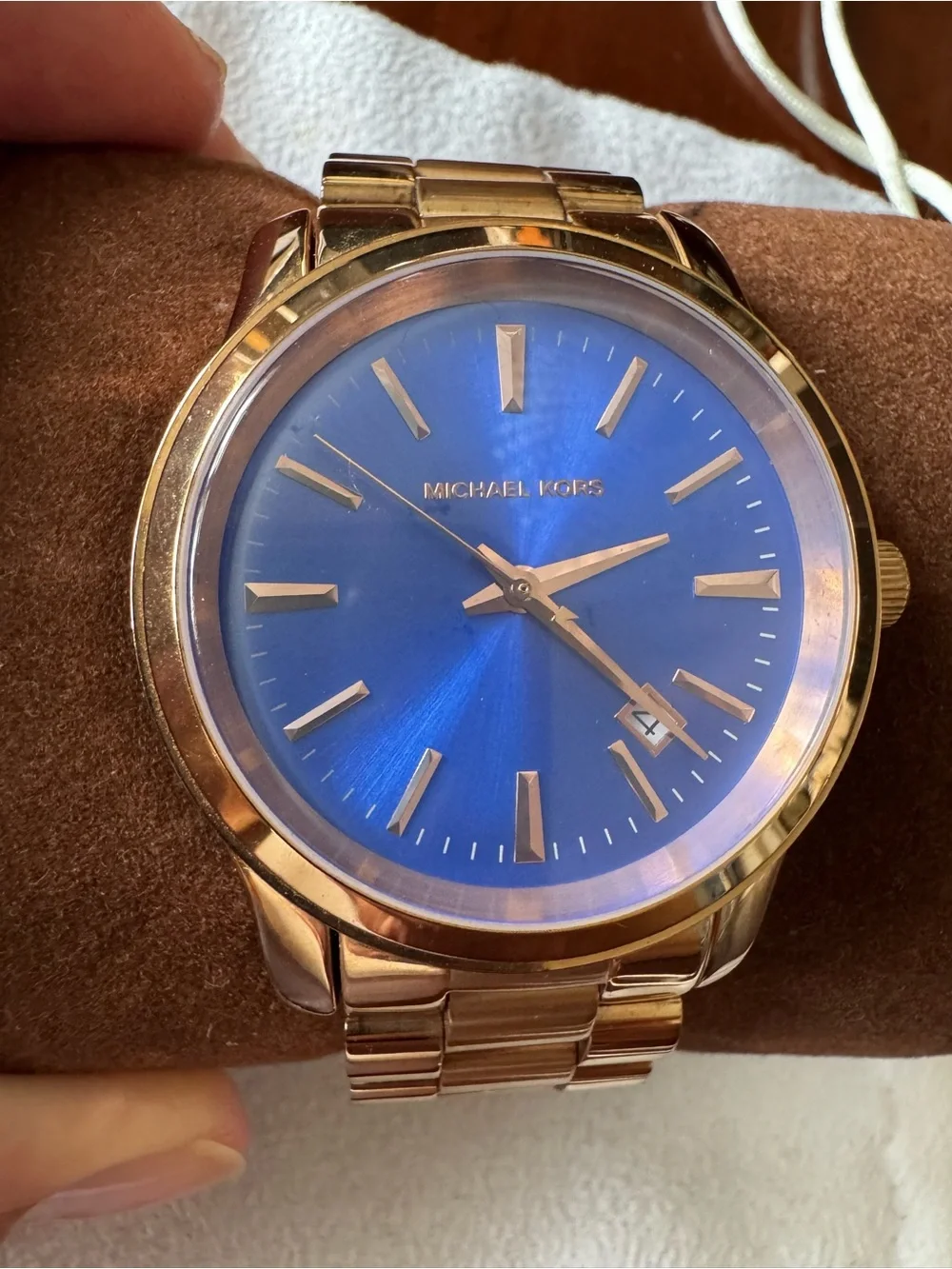 Michael Kors rose gold-tone watch blue dial